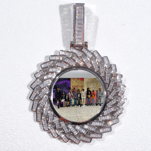 Large 3D Baguette Custom Picture Pendant