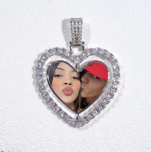 3D Spinning 2-Faced Heart Custom Picture Pendant