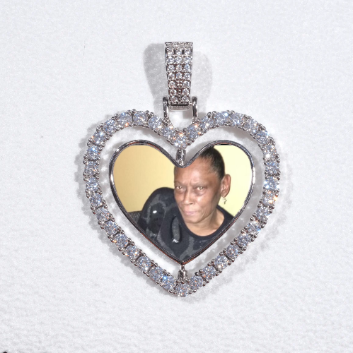 3D Spinning 2-Faced Heart Custom Picture Pendant