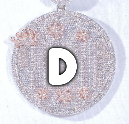CUSTOM LETTER NECKLACE 3D BIG CROWN DISC