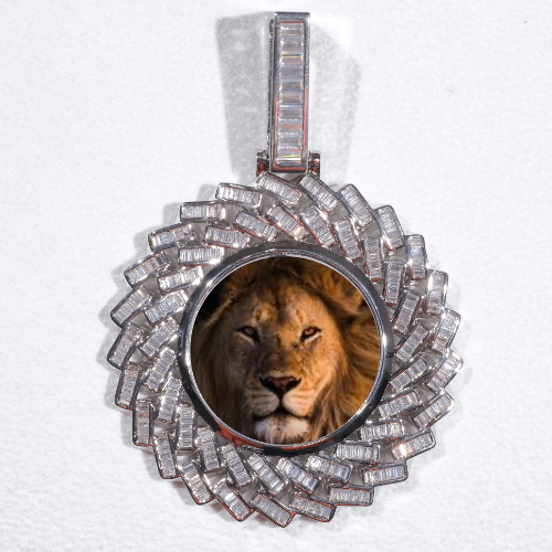 Large 3D Baguette Custom Picture Pendant