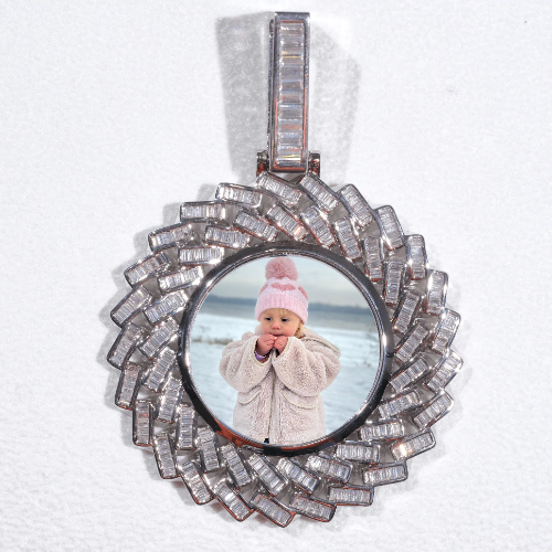 Large 3D Baguette Custom Picture Pendant