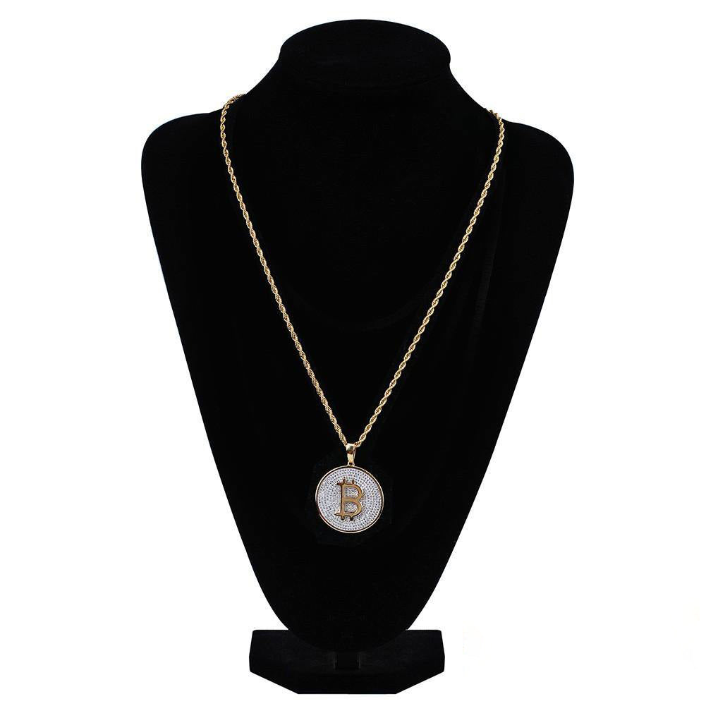 Two-tone Iced 31mm CZ  Cuban Link  Pendant In Yellow Gold-Plated