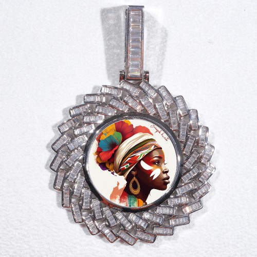 Large 3D Baguette Custom Picture Pendant
