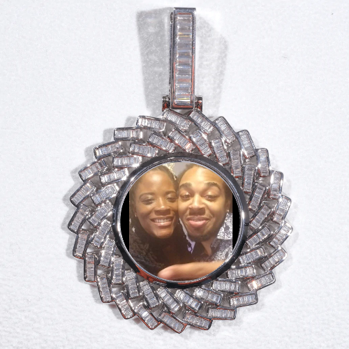 Large 3D Baguette Custom Picture Pendant