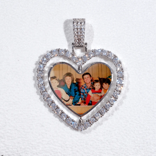 3D Spinning 2-Faced Heart Custom Picture Pendant