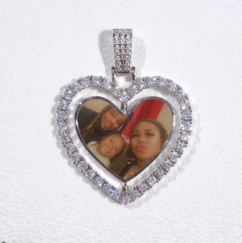 3D Spinning 2-Faced Heart Custom Picture Pendant