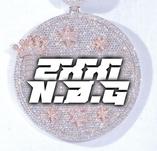 CUSTOM LETTER NECKLACE 3D BIG CROWN DISC