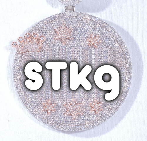 CUSTOM LETTER NECKLACE 3D BIG CROWN DISC