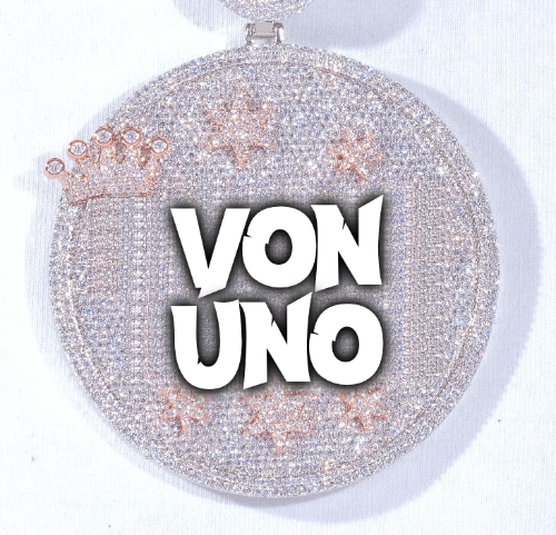 CUSTOM LETTER NECKLACE 3D BIG CROWN DISC