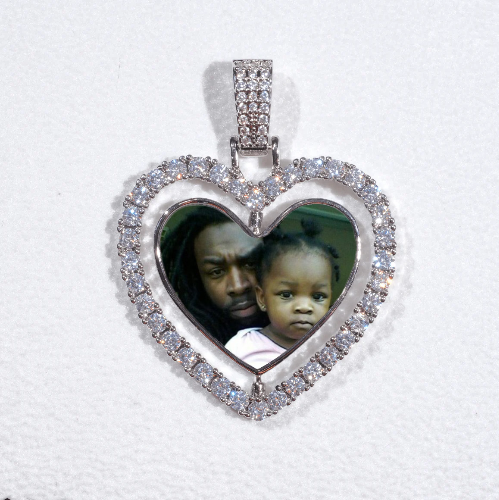 3D Spinning 2-Faced Heart Custom Picture Pendant