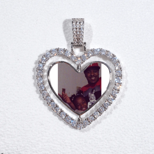 3D Spinning 2-Faced Heart Custom Picture Pendant