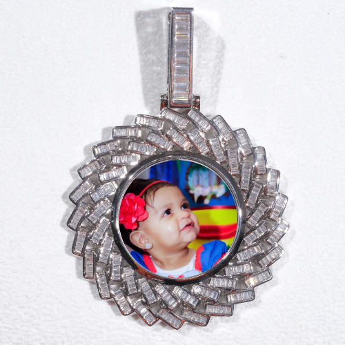 Large 3D Baguette Custom Picture Pendant