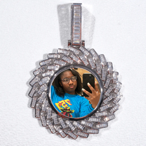 Large 3D Baguette Custom Picture Pendant