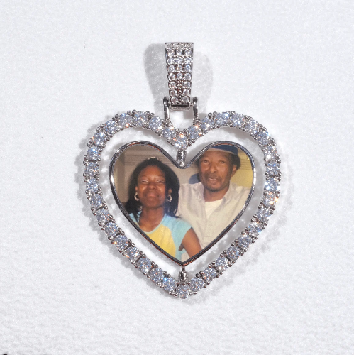 3D Spinning 2-Faced Heart Custom Picture Pendant