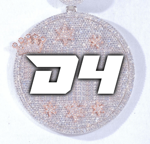 CUSTOM LETTER NECKLACE 3D BIG CROWN DISC
