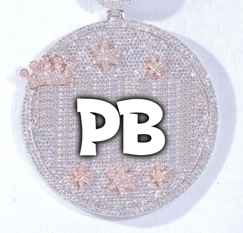 CUSTOM LETTER NECKLACE 3D BIG CROWN DISC