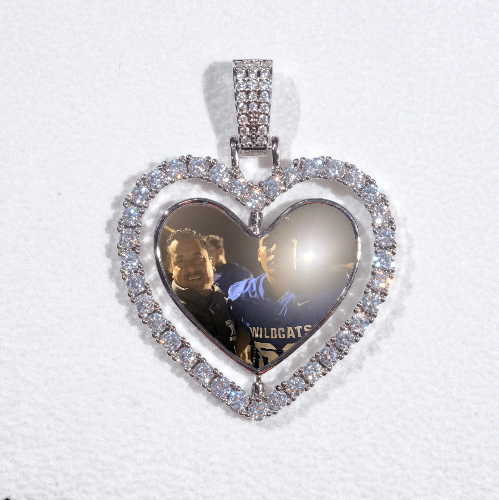 3D Spinning 2-Faced Heart Custom Picture Pendant