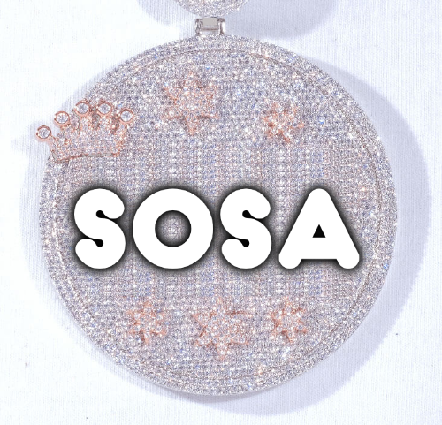 CUSTOM LETTER NECKLACE 3D BIG CROWN DISC