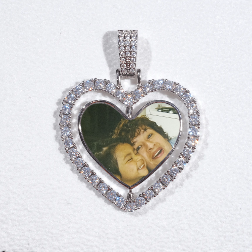 3D Spinning 2-Faced Heart Custom Picture Pendant