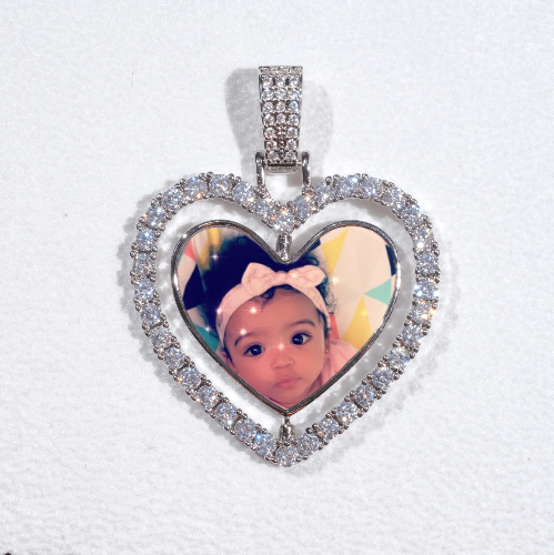 3D Spinning 2-Faced Heart Custom Picture Pendant