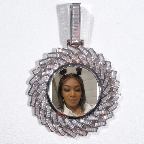 Large 3D Baguette Custom Picture Pendant