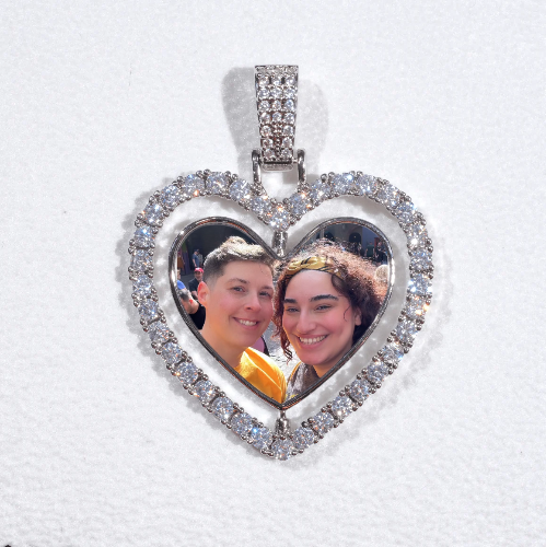 3D Spinning 2-Faced Heart Custom Picture Pendant