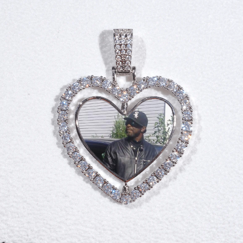 3D Spinning 2-Faced Heart Custom Picture Pendant