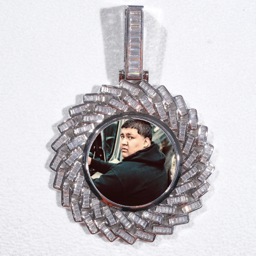 Large 3D Baguette Custom Picture Pendant