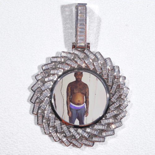 Large 3D Baguette Custom Picture Pendant