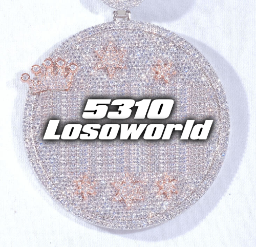 CUSTOM LETTER NECKLACE 3D BIG CROWN DISC