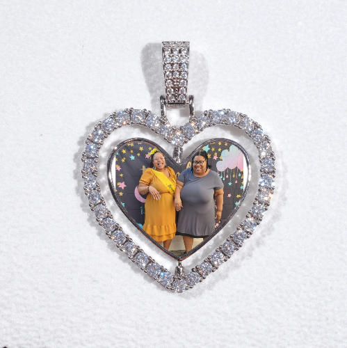 3D Spinning 2-Faced Heart Custom Picture Pendant