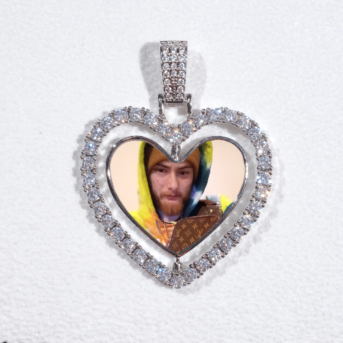 3D Spinning 2-Faced Heart Custom Picture Pendant