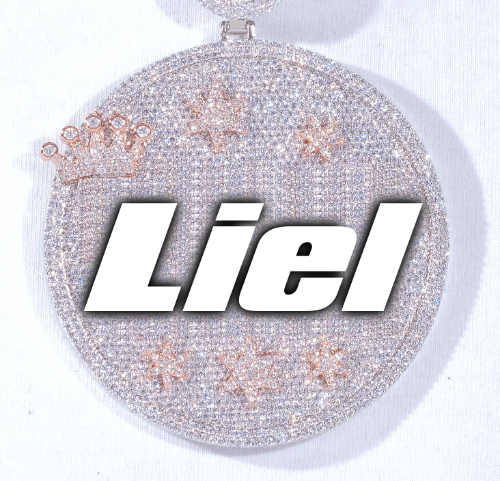 CUSTOM LETTER NECKLACE 3D BIG CROWN DISC