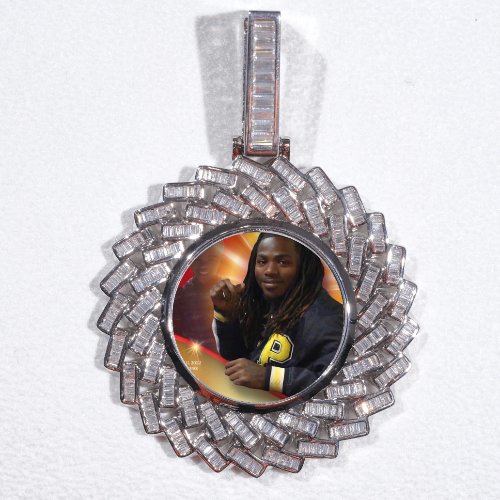 Large 3D Baguette Custom Picture Pendant