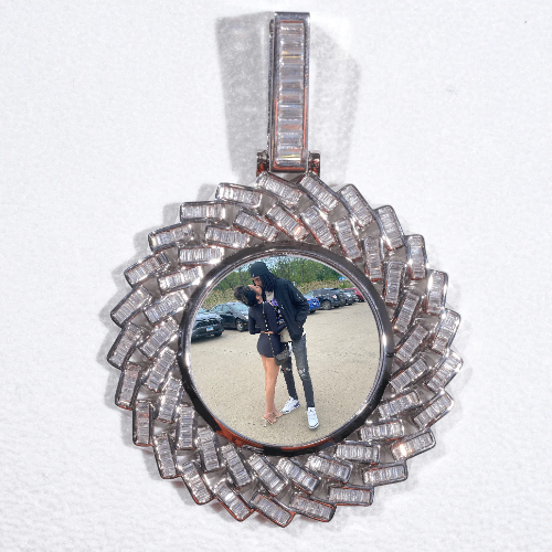 Large 3D Baguette Custom Picture Pendant