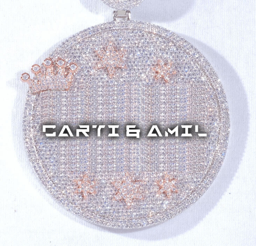 CUSTOM LETTER NECKLACE 3D BIG CROWN DISC
