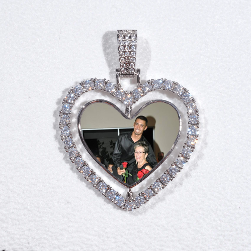3D Spinning 2-Faced Heart Custom Picture Pendant