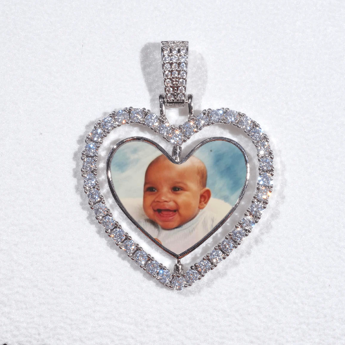 3D Spinning 2-Faced Heart Custom Picture Pendant