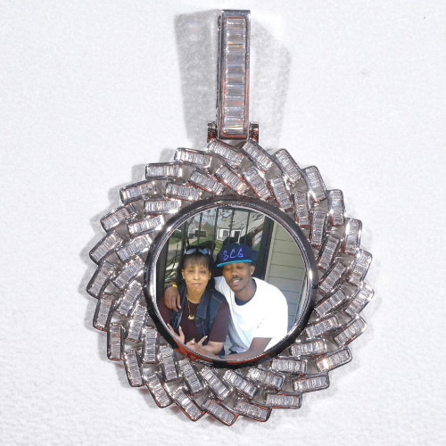 Large 3D Baguette Custom Picture Pendant