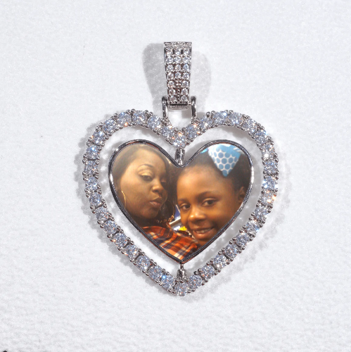 3D Spinning 2-Faced Heart Custom Picture Pendant