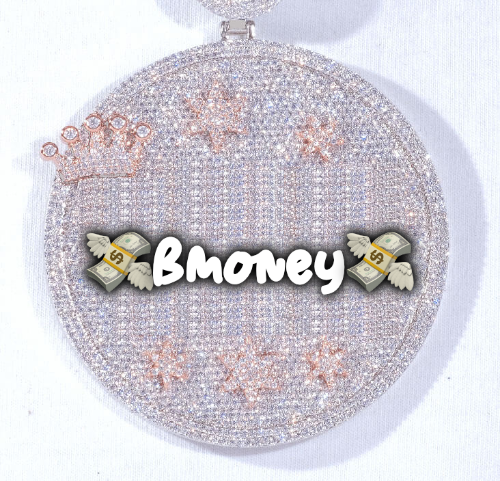 CUSTOM LETTER NECKLACE 3D BIG CROWN DISC