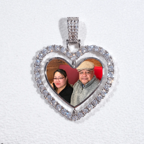 3D Spinning 2-Faced Heart Custom Picture Pendant
