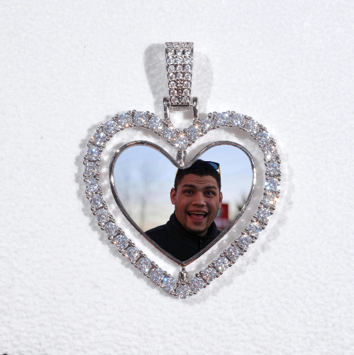 3D Spinning 2-Faced Heart Custom Picture Pendant