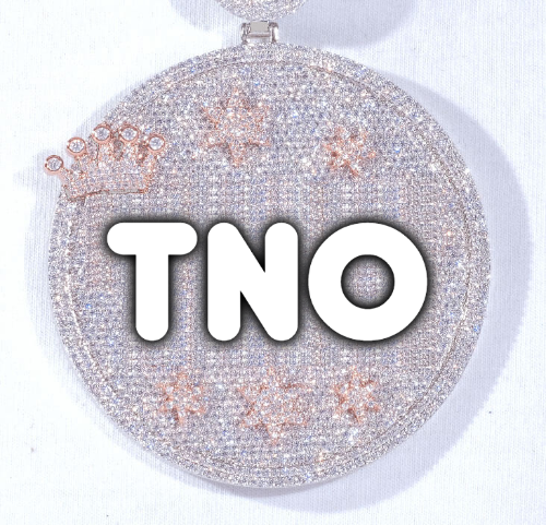 CUSTOM LETTER NECKLACE 3D BIG CROWN DISC