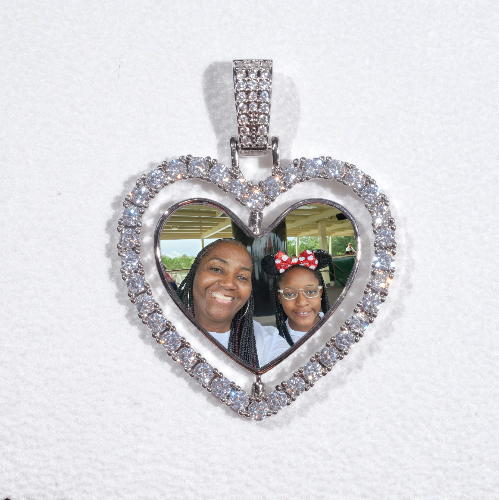 3D Spinning 2-Faced Heart Custom Picture Pendant