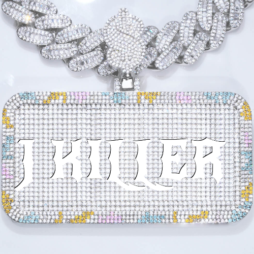 CUSTOM LETTER NECKLACE 3D COLORFUL SQUARE