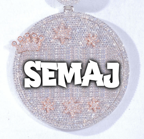 CUSTOM LETTER NECKLACE 3D BIG CROWN DISC
