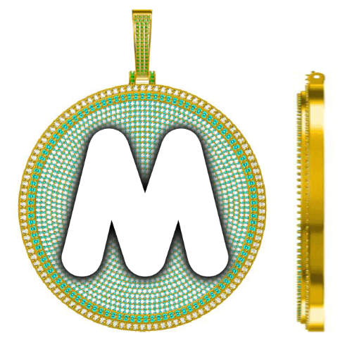 CUSTOM LETTER NECKLACE 3D BIG DISC