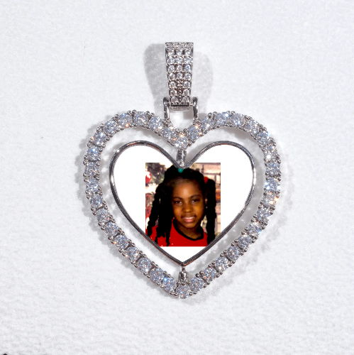 3D Spinning 2-Faced Heart Custom Picture Pendant